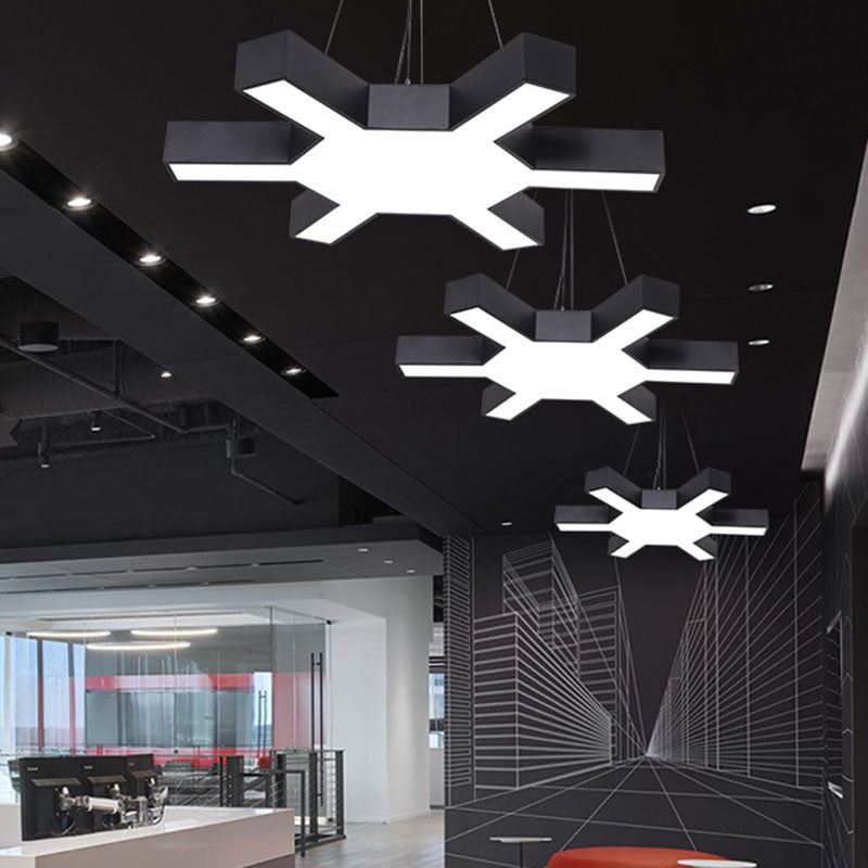 Contemporary Black Branch Led Pendant Lighting For Gyms - Commercial Grade Acrylic