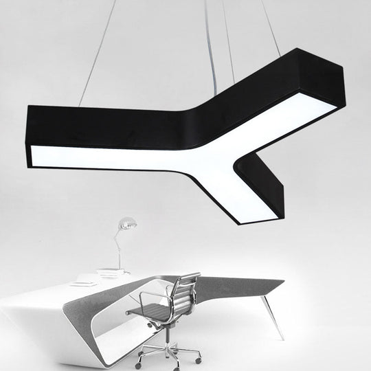 Y-Shape Led Pendant Lamp With Sleek Acrylic Shade - Minimalistic Lighting Fixture Black / 27.5’
