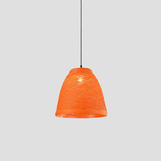 Asian Style Rattan Weaving Bell Hanging Lamp - Suspension Pendant Light For Snack Bars (1 Bulb)