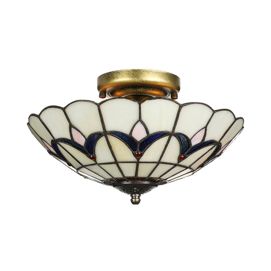 Rustic Style Dome Flush Mount Ceiling Light With Jewel Decoration (10’/12’ Inch) –