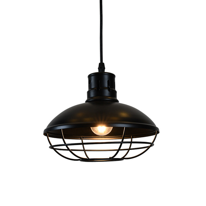 Vintage Dome Caged Pendant Lamp – Kitchen Island Black Hanging Light Fixture’