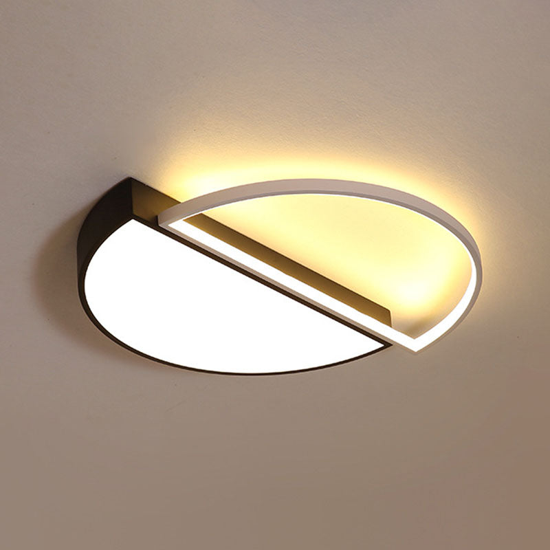 Minimalist Metal Led Flush Mount Lighting In Black For Living Room