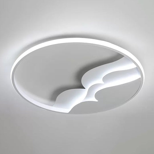 Modern Led Flush Ceiling Light With Artistic Acrylic White Ring And Mountain Decor / 21 B