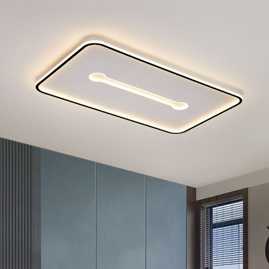 Minimalist Geometric Led Bedroom Flush Mount Light Fixture Black - White / White Rectangle
