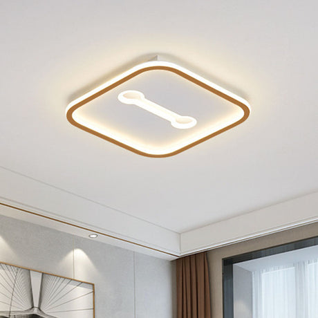 Minimalist Geometric Led Bedroom Flush Mount Light Fixture White-Gold / Warm Square