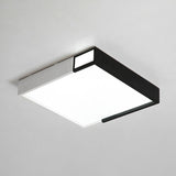 Led Flush Mount Light In Simple Metal Black And White Quadrilateral Design