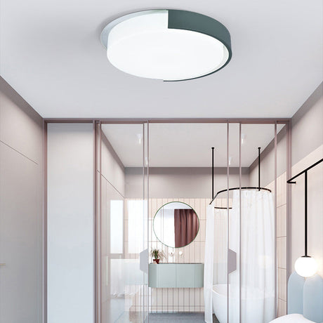 Nordic Round Flush Mount Acrylic Led Ceiling Lamp For Office Candy Colored
