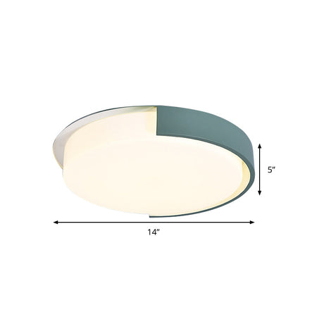 Nordic Round Flush Mount Acrylic Led Ceiling Lamp For Office Candy Colored