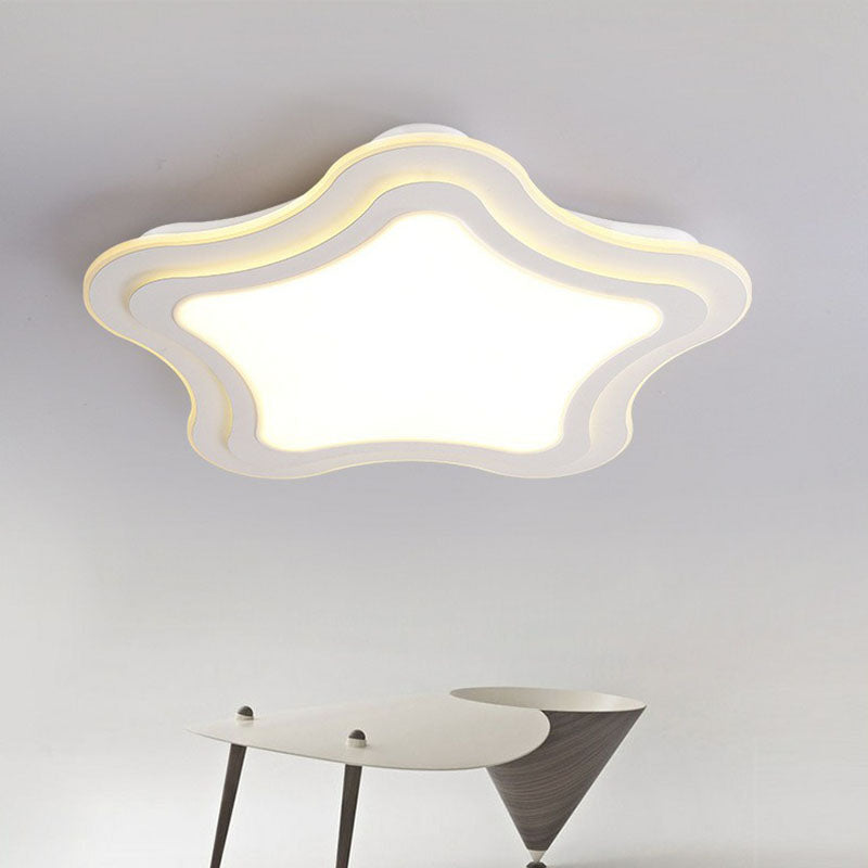 Sleek Star Led Flush Mount Ceiling Light For Bedroom - Simplicity Acrylic Design In White