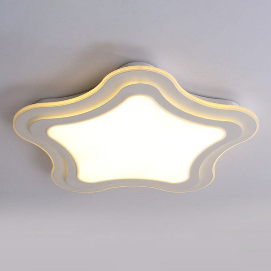 Sleek Star Led Flush Mount Ceiling Light For Bedroom - Simplicity Acrylic Design In White