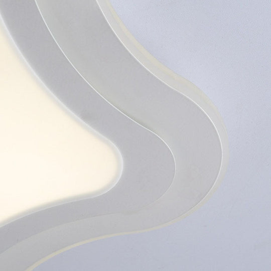 Sleek Star Led Flush Mount Ceiling Light For Bedroom - Simplicity Acrylic Design In White