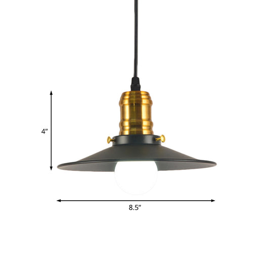 Wrought Iron Industrial Pendant Light - 8.5’/10’ Saucer Shape Black 1-Light For Living Room