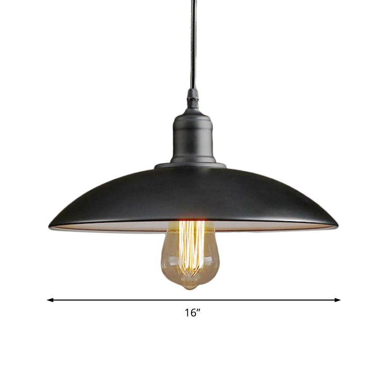 12.5/16 Wide Dome Industrial Metal Hanging Pendant Lamp - 1-Light Restaurant Light Fixture
