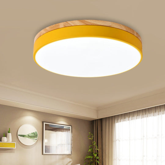 Macaron Loft Acrylic Ceiling Lamp: Candy-Colored Slim Circle Light For Child Bedroom Yellow / 16