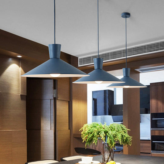 Nordic Style Iron Pendant Ceiling Light - Pink/Yellow/Blue Flared Design Perfect For Living Room