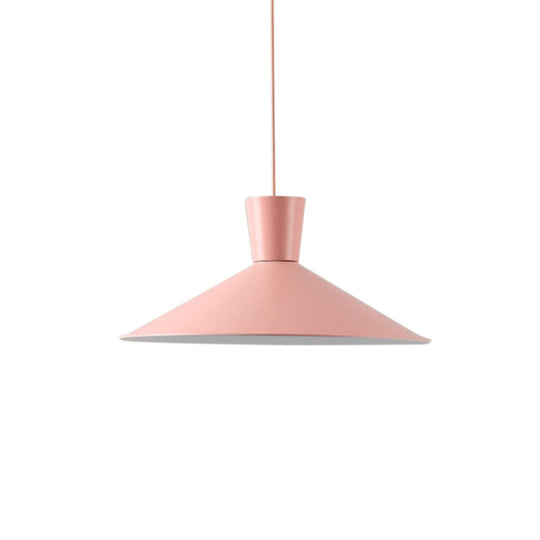 Nordic Style Iron Pendant Ceiling Light - Pink/Yellow/Blue Flared Design Perfect For Living Room