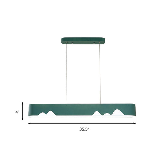 Moderner linearer LED-Kronleuchter – Weiß/Schwarz/Grün – rechteckiges Design – Hängende Deckenleuchte in Weiß/warmem Licht – 35,5"/47" breit