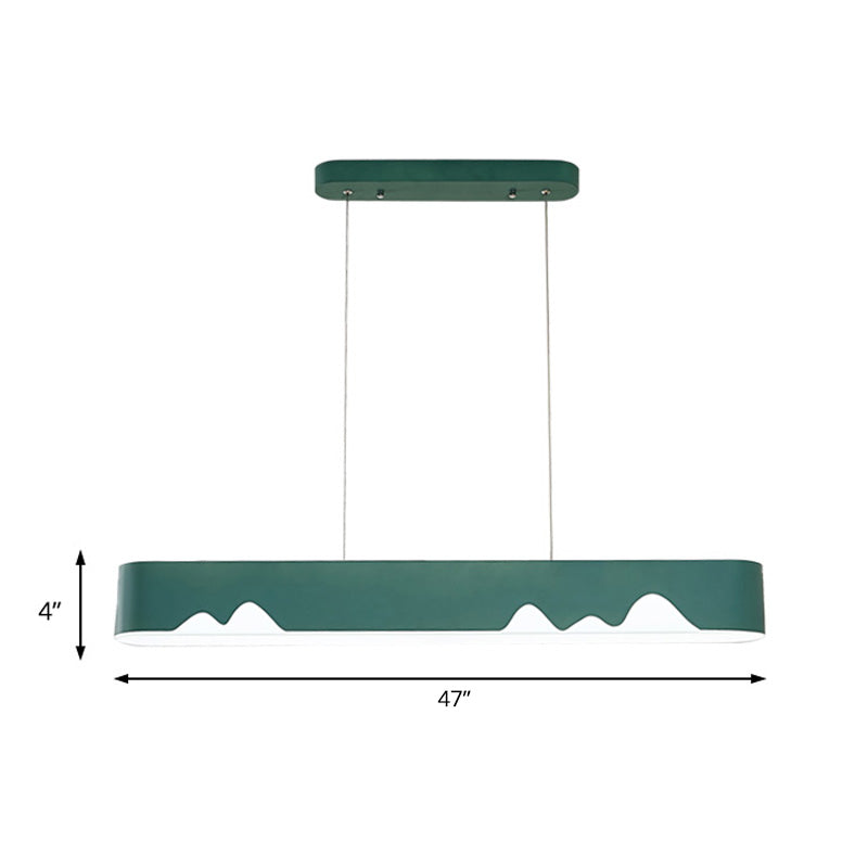 Moderner linearer LED-Kronleuchter – Weiß/Schwarz/Grün – rechteckiges Design – Hängende Deckenleuchte in Weiß/warmem Licht – 35,5"/47" breit