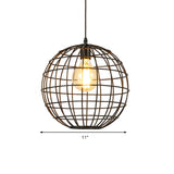 Industrial Metal Pendant Light With Globe Shade Ideal For Living Room Ceiling Lighting