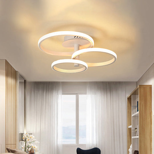Nordic Stacked Ring Ceiling Light - Acrylic Brown/White Led 23.5’/19.5’ Wide Warm/White