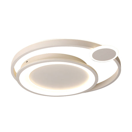 Nordic Metal Ceiling Mounted Led Flush Mount Light In Black/White With Wide Orbit Design -