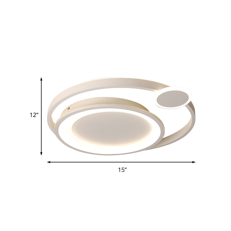 Nordic Metal Ceiling Mounted Led Flush Mount Light In Black/White With Wide Orbit Design -