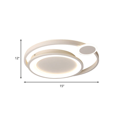 Nordic Metal Ceiling Mounted Led Flush Mount Light In Black/White With Wide Orbit Design -
