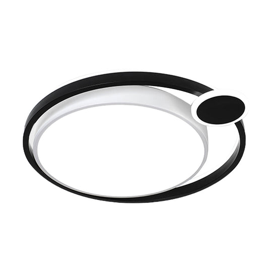 Nordic Metal Led Flush Mount Ceiling Lamp For Bedroom - 15’/18’/21.5’ Black/White & Warm/White