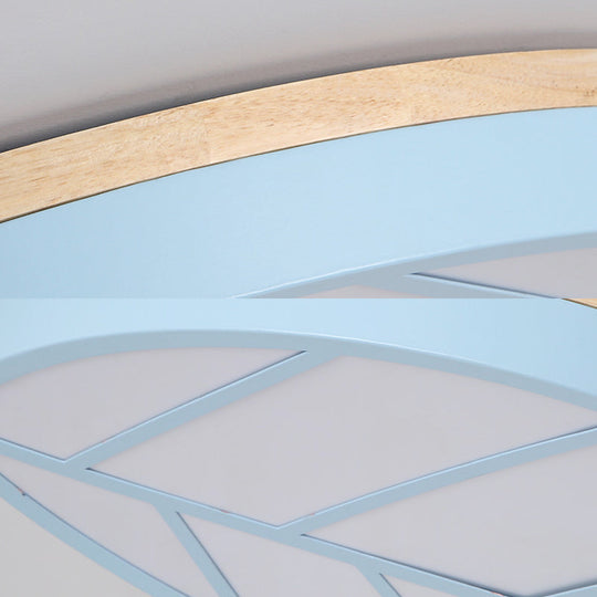 Modern Flush Mount Leaf Ceiling Lamp For Child’s Bedroom With Undertint Finish
