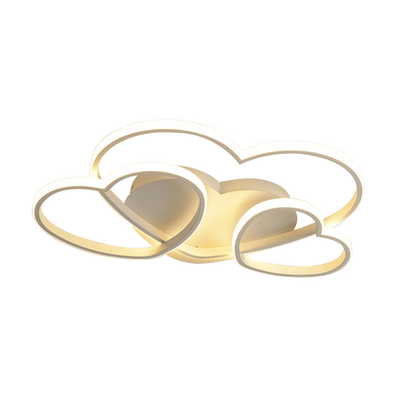 Heart Led Flush Mount Ceiling Fixture For Kid’s Room - Nordic Acrylic In White/Pink/Gold 19.5’