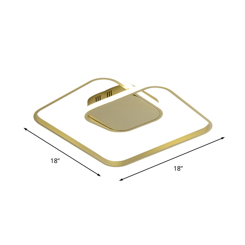 Modern Led Square Flush Ceiling Light In White/Black/Gold For Bedroom Acrylic Design Warm/White