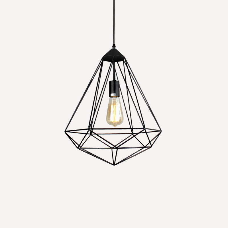 Antique Gemstone Iron Pendant Light - Elegant 1-Light Fixture For Dining Room Black / B