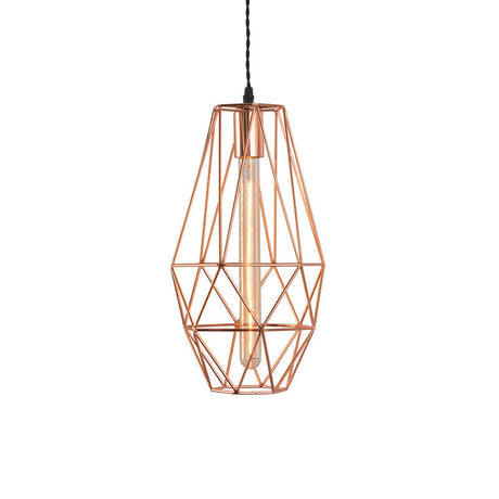 Rose Gold Geometric Hanging Light - Simplicity 1-Light Pendant Fixture For Dining Room