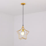 Antique Gold Star Cage Pendant Light - Elegant 1-Light Fixture For Dining Room / 3 Tiers