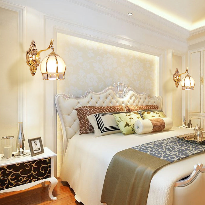 Vintage Globe Cream Glass Wall Light Fixture In Gold - Mounted Lamp For Living Room 1 /