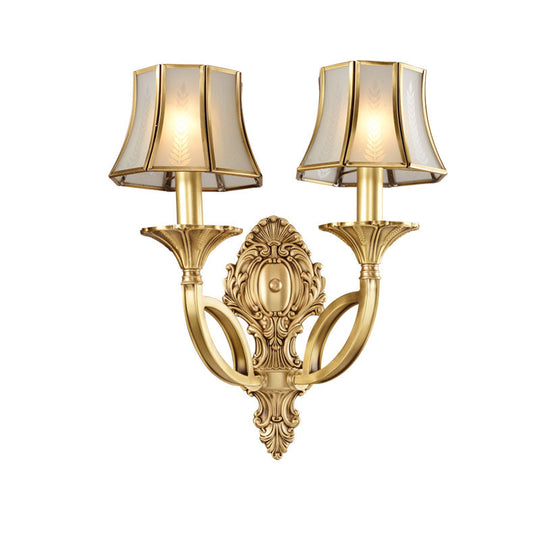 Gold Frost Glass Flare Wall Mounted Light - Classic Corridor Lighting