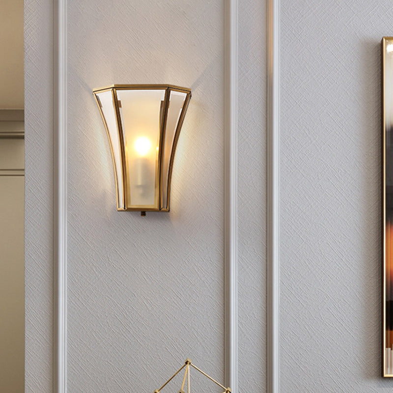 Minimalist Gold Trumpet Flared Wall Mount Glass Light - Single Corridor Lighting / B