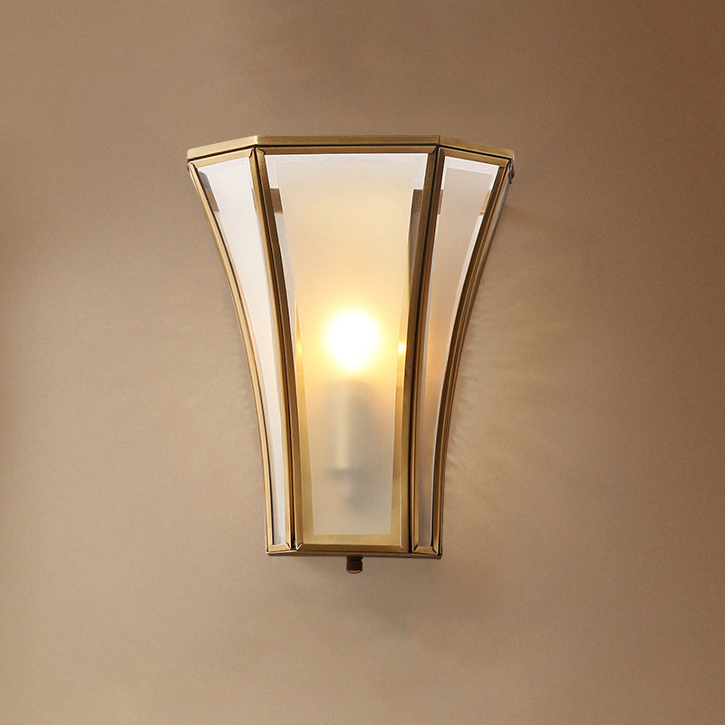 Minimalist Gold Trumpet Flared Wall Mount Glass Light - Single Corridor Lighting