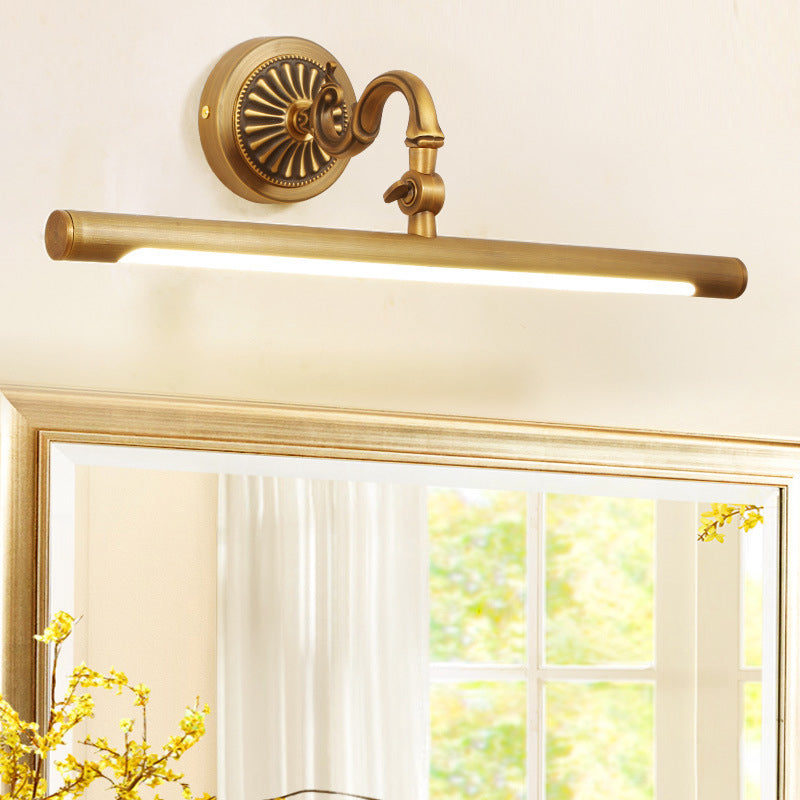 Gold Metal Led Vanity Sconce For Powder Room Wall Lighting With Stick Shape And Simplicity Design