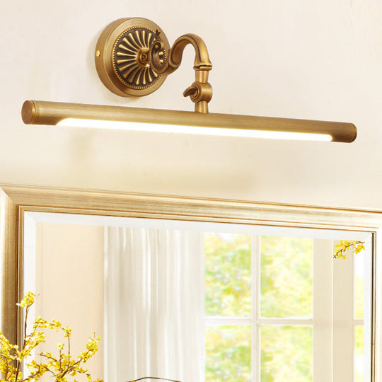 Gold Metal Led Vanity Sconce For Powder Room Wall Lighting With Stick Shape And Simplicity Design