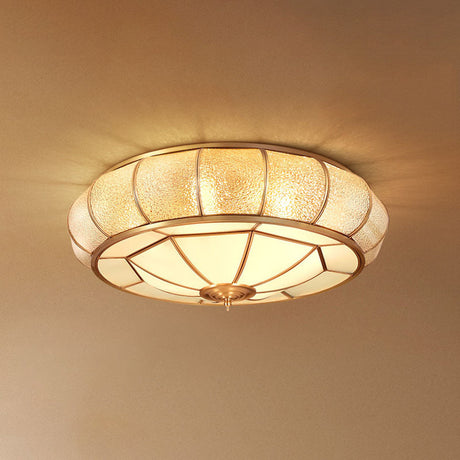 Gold Ripple Glass Flush Mount Lighting: Classic Donut-Shaped Fixture Ideal For Dining Rooms 6 /