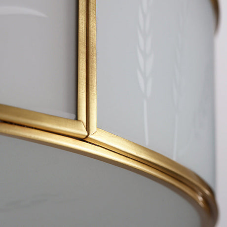 Opal Glass Cylinder Flush Mount Ceiling Light In Gold - Traditional Bedroom Lighting