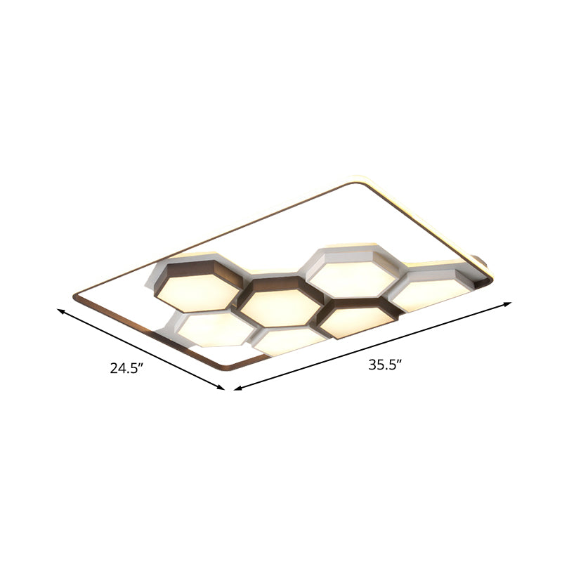 Honeycomb Metal Flush Ceiling Light: Modern Black & White Led Fixture (19.5’/35.5’) For Living Room