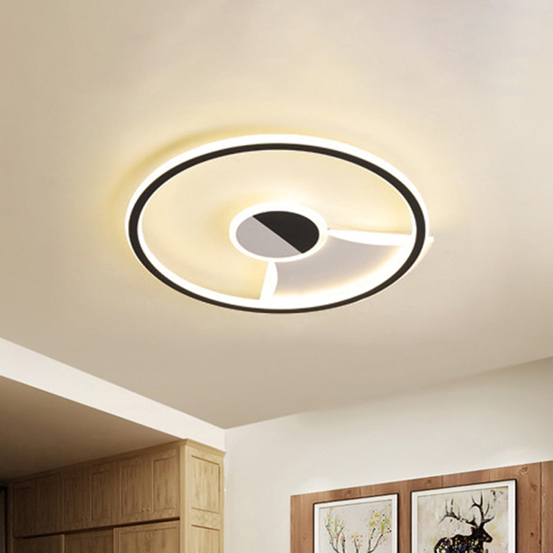 Simple Style Led Acrylic Flush Ceiling Light – Black/White 16’/19.5’/23.5’ Dia Lamp For