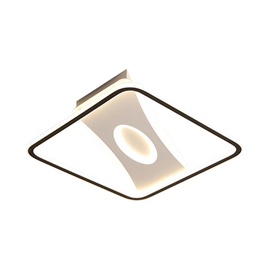 Modern Black And White Led Ceiling Light For Bedroom - Square/Rectangular Acrylic Flush Mount In