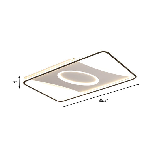 Modern Black And White Led Ceiling Light For Bedroom - Square/Rectangular Acrylic Flush Mount In