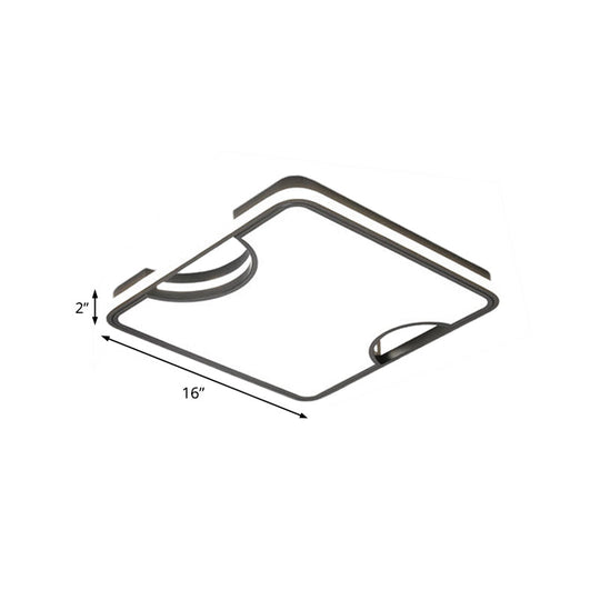 Modern Rectangular/Square Acrylic Flush Ceiling Light Led Lamp In Black/White Warm/White