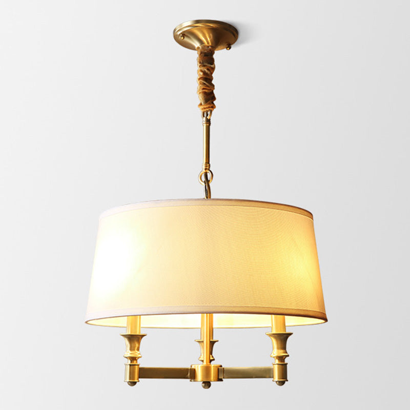 Contemporary Gold Candlestick Chandelier Pendant Light With Empire Shade - 3 Heads