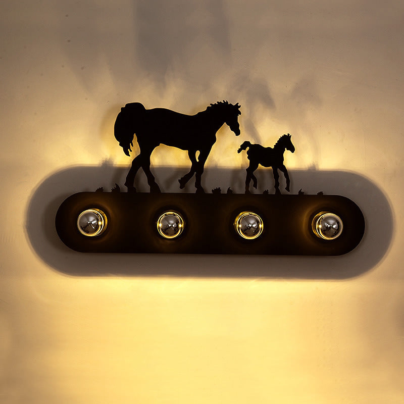 Metallic Silhouette Wall Mount Light: Elegant 4-Head Rustic Lighting For Restaurants Rust / D