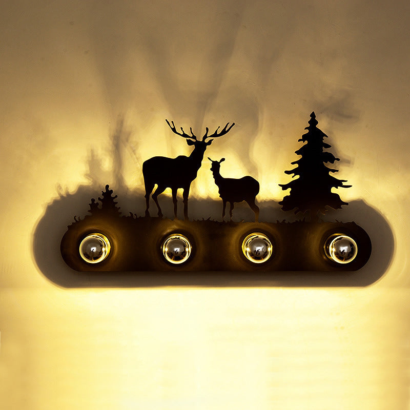 Metallic Silhouette Wall Mount Light: Elegant 4-Head Rustic Lighting For Restaurants Rust / E